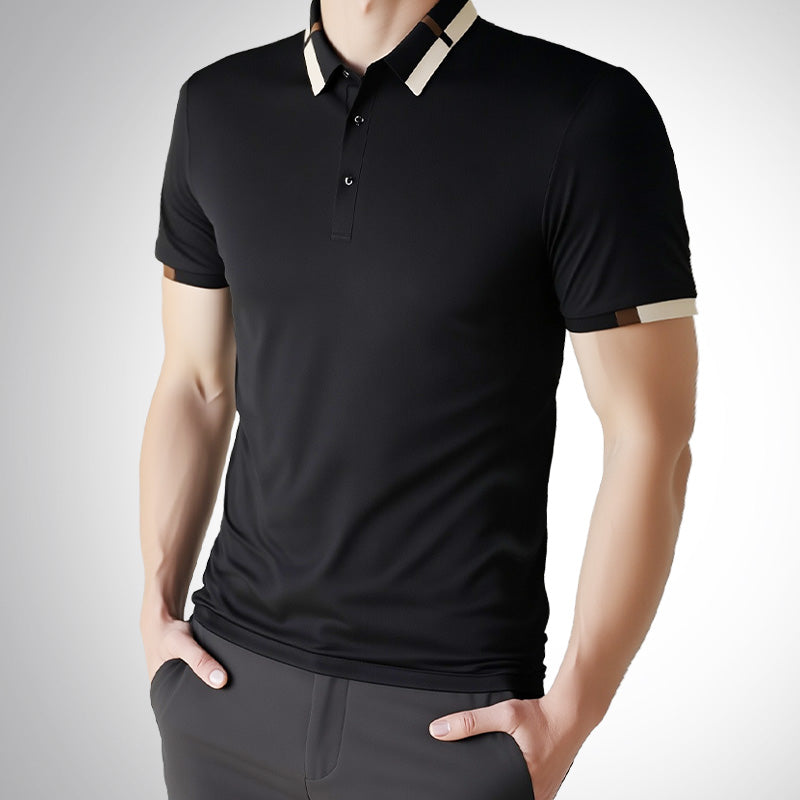 Men's Stretch Ice Silk Short Sleeve Lapel Polo Shirt