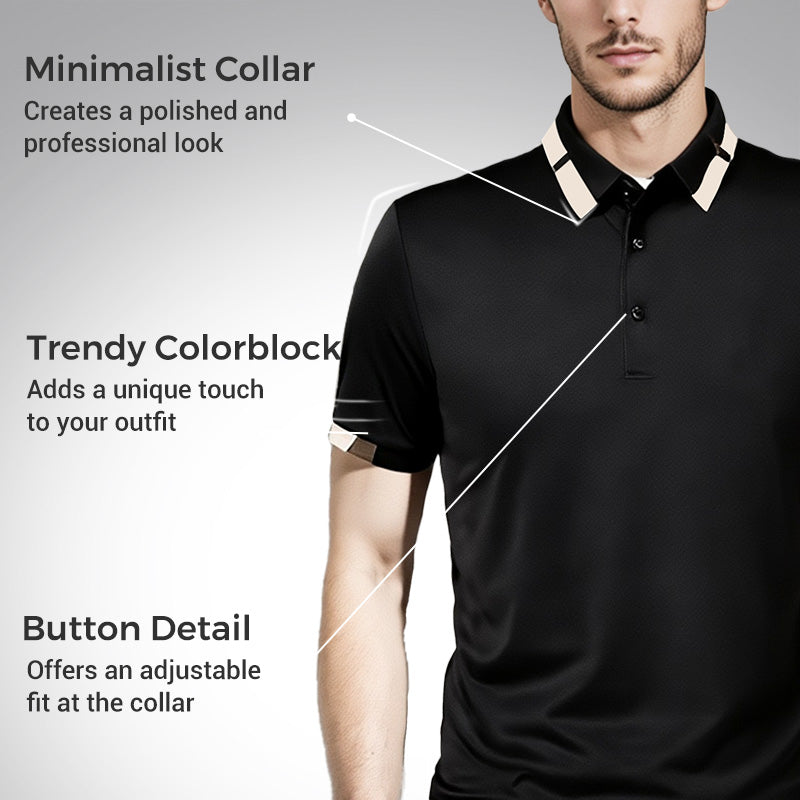 Men's Stretch Ice Silk Short Sleeve Lapel Polo Shirt