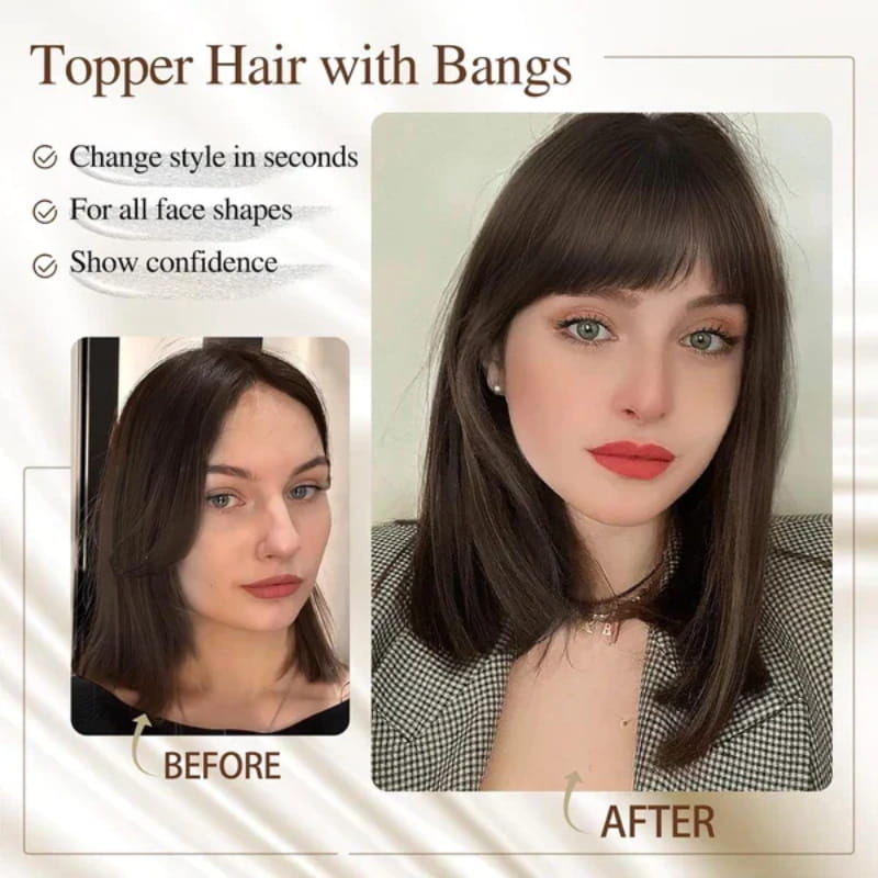 💥Limited Time Big Sale 49% OFF💥 Natural Hair Toppers with Bangs for Women(100% Natural Real Hair)