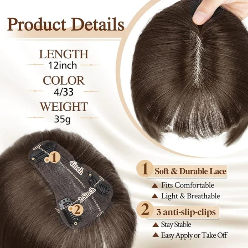 💥Limited Time Big Sale 49% OFF💥 Natural Hair Toppers with Bangs for Women(100% Natural Real Hair)