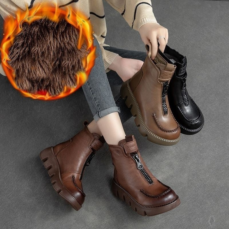 š„50% OFFš„Women's Retro PU Leather Warm Short Boots