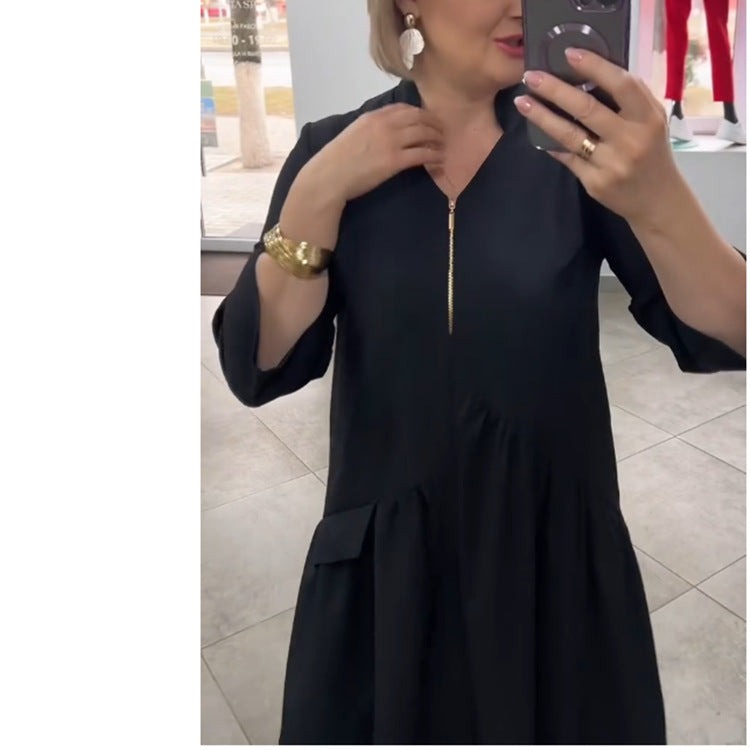 Women's Black V-Neck Dress