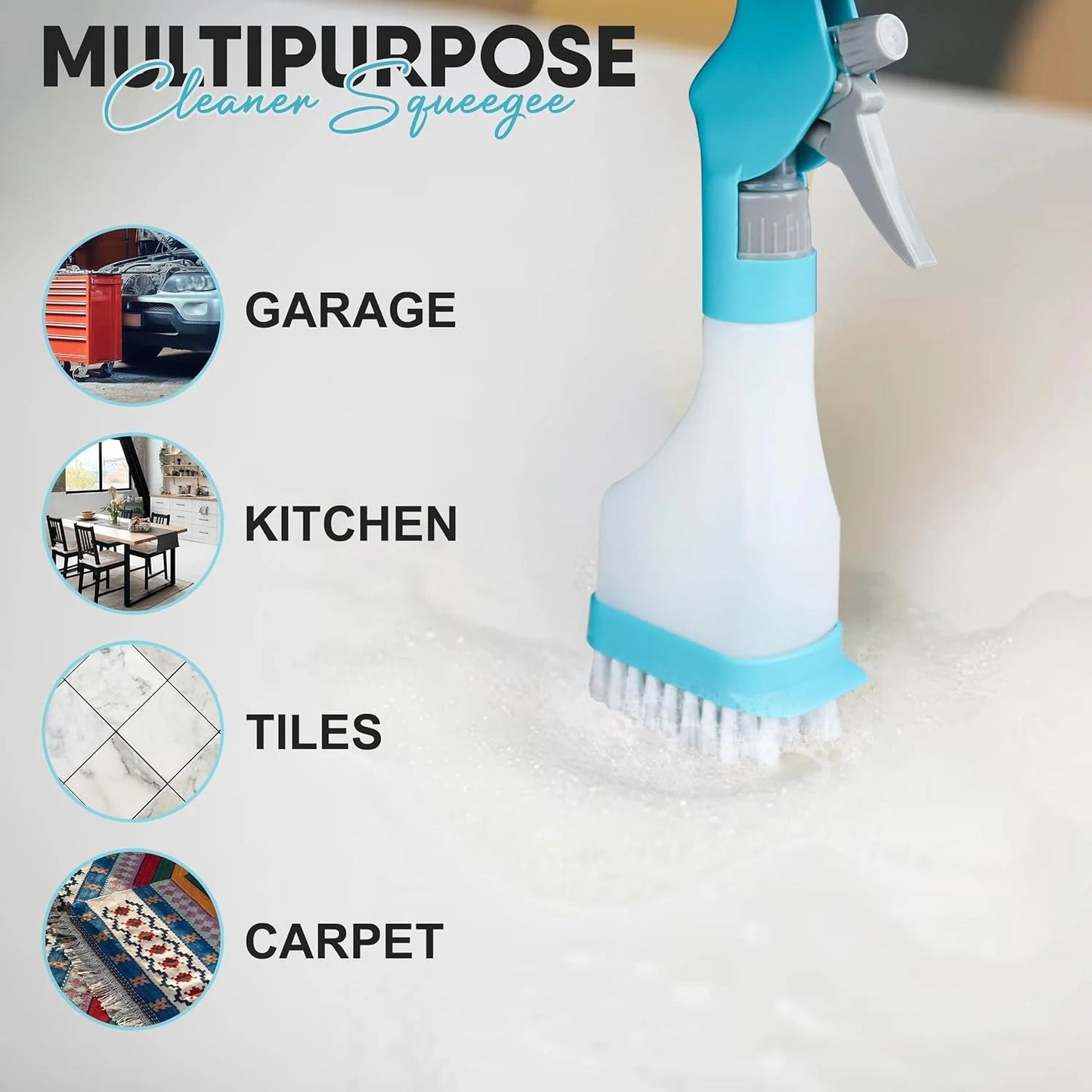 4-In-1 Glass Cleaner - Combines a Wiper, Scraper, Brush and Spray Bottle