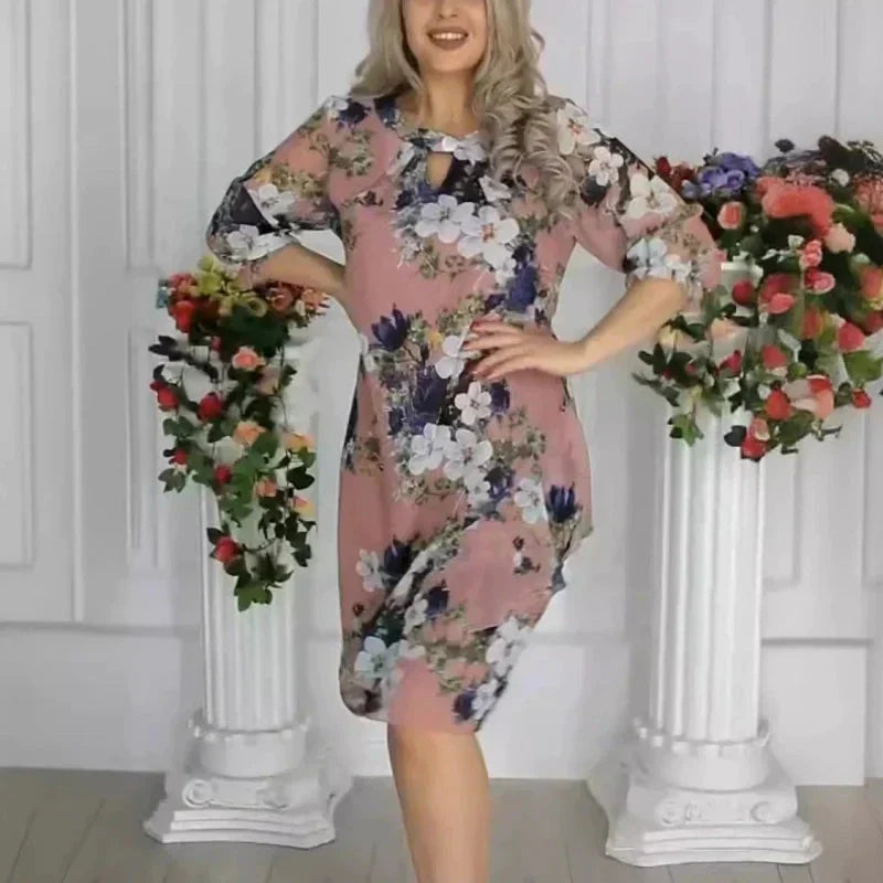 🔥Last Day Sale 49%💝Women's Floral Print Knee-Length Dress