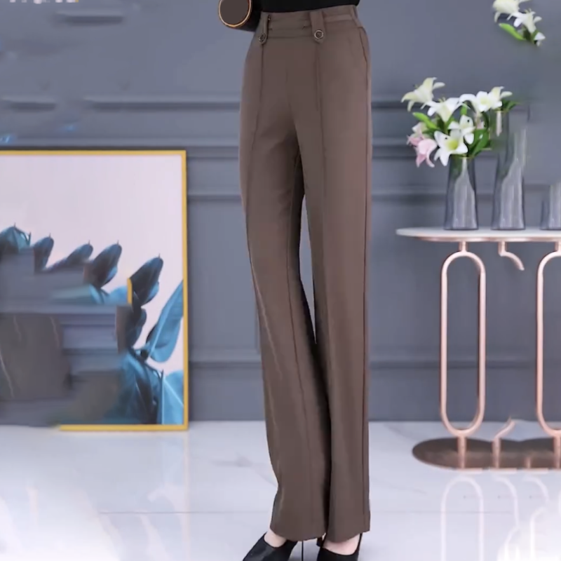 Women's Casual High-Waisted Straight Leg Pants
