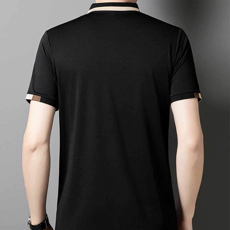 Men's Stretch Ice Silk Short Sleeve Lapel Polo Shirt
