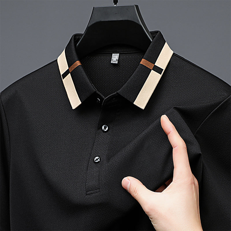 Men's Stretch Ice Silk Short Sleeve Lapel Polo Shirt