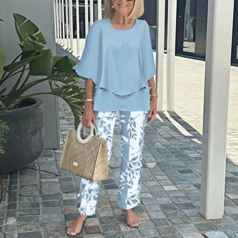 🔥LAST DAY SALE - 49% OFF🔥Women’s Printed Pants and Crew Neck Top Set