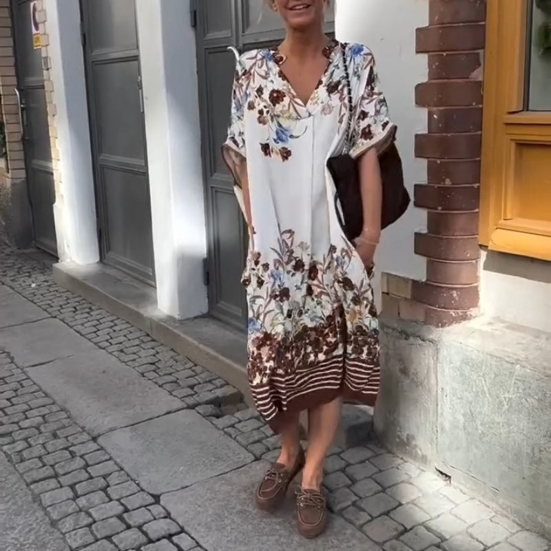 Women’s Floral Print Casual Loose Midi Dress