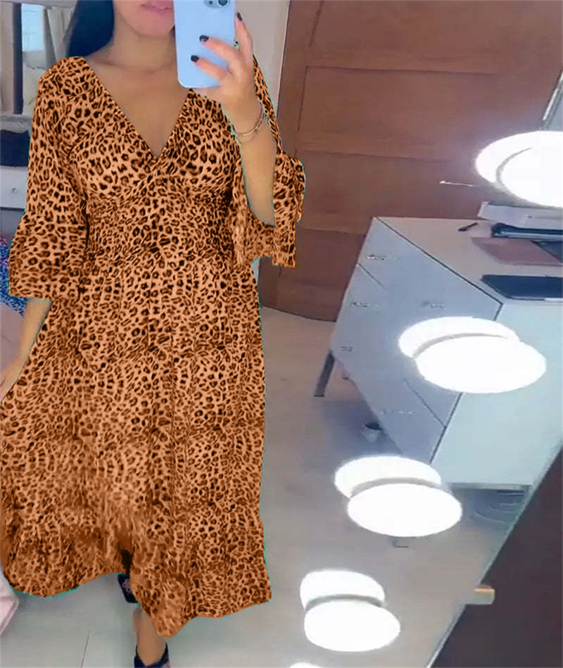 🔥LAST DAY SALE 49% OFF🔥Women's Cotton Wrap Dress with leopard pattern