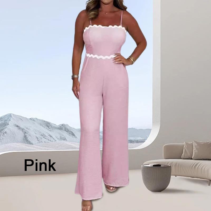 Women's Wavey Trim Spaghetti Strap Jumpsuit