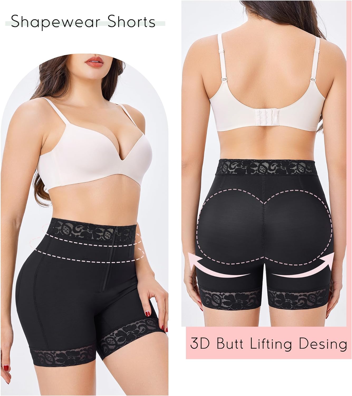 💞Hot SALE 50% OFF💞Lace Steel Boned Butt Enhancer Shorts Shapewear💃🏽