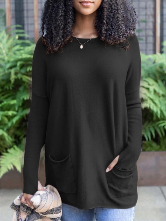 💥HOT SALE 49% OFF💥LONG SLEEVE THUMBHOLE SWEATER POCKET TUNIC💥