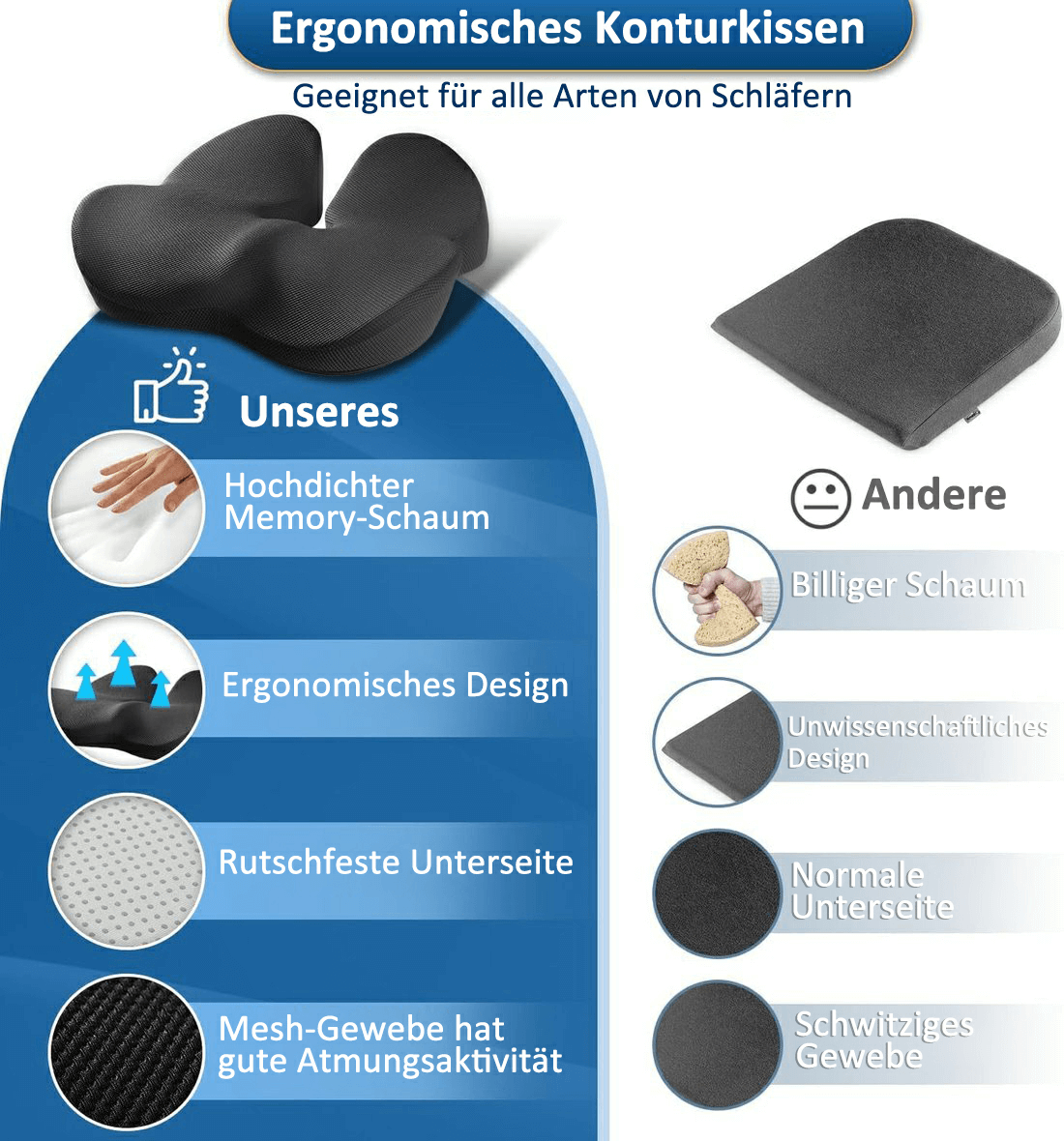 🎁LAST DAY 50％ DISCOUNT🔥Ergonomic seat cushion made from memory foam