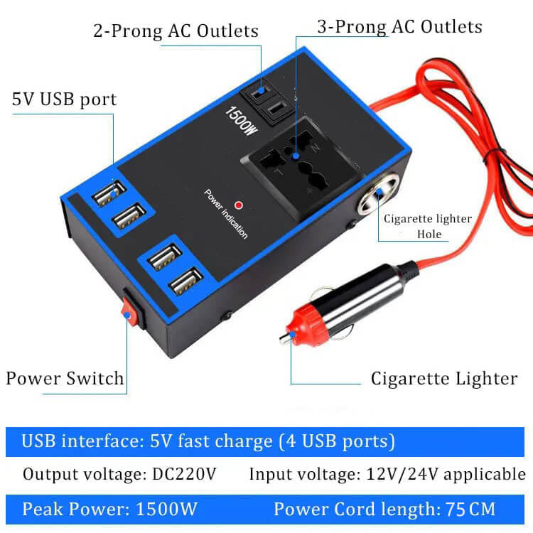 Car Power Inverter 220V, 12V24V to 220V Converter