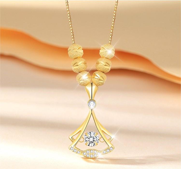 Gingko Necklace with Diamonds