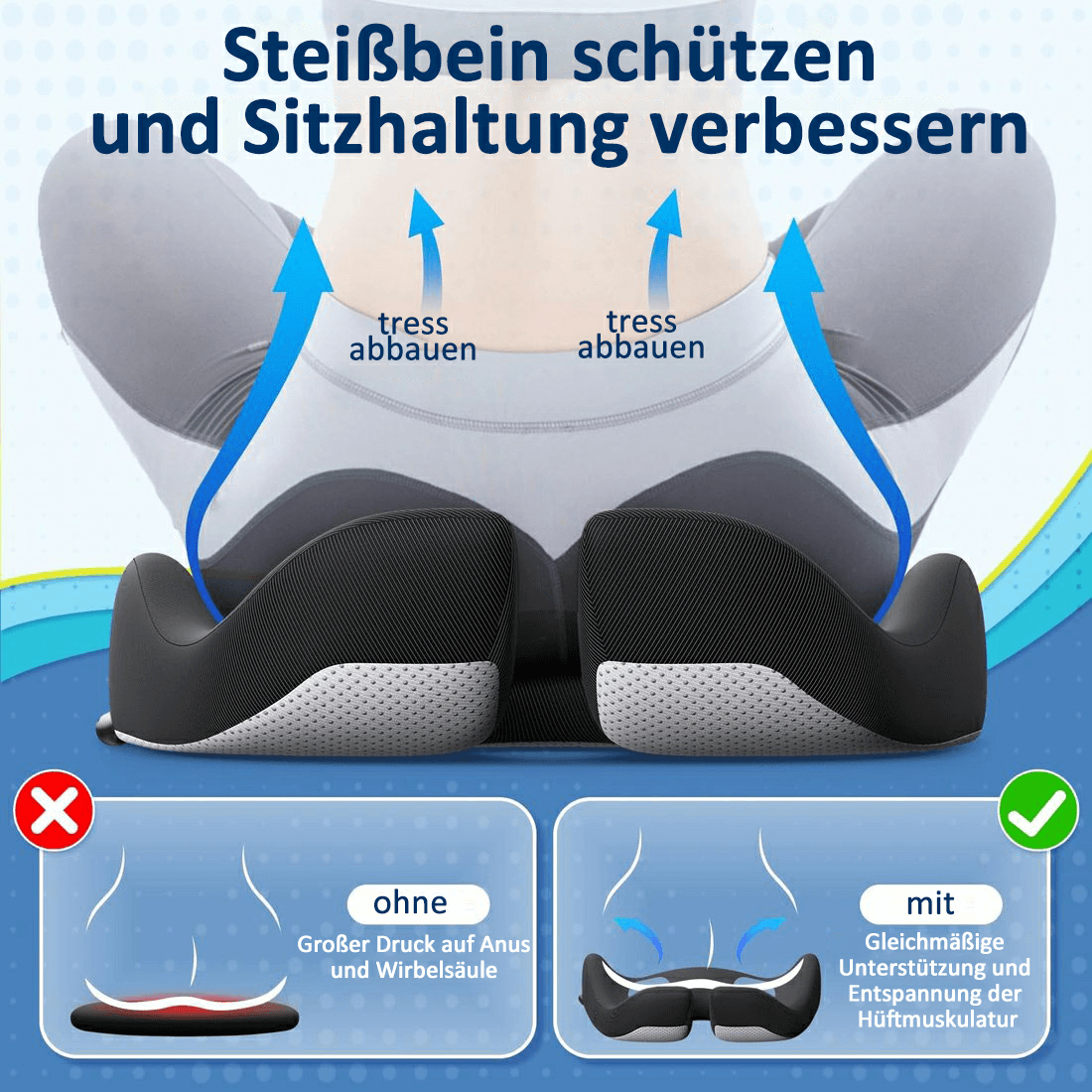 🎁LAST DAY 50％ DISCOUNT🔥Ergonomic seat cushion made from memory foam