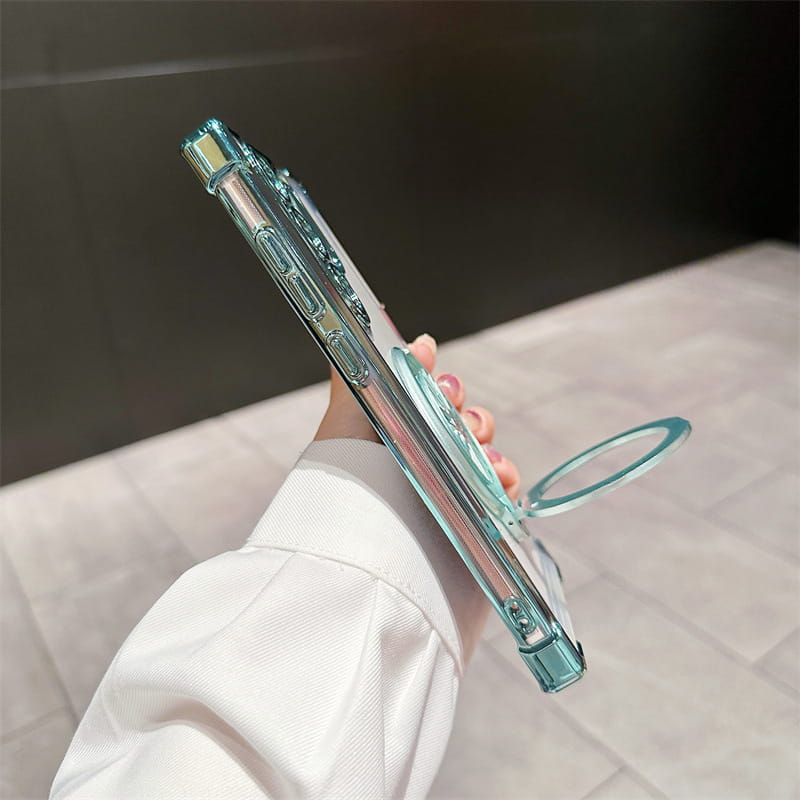 Capa brilhante para iPhone com suporte para espelho magnético