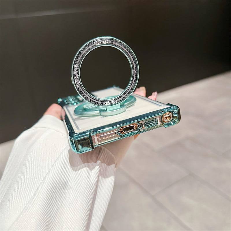 Capa brilhante para iPhone com suporte para espelho magnético