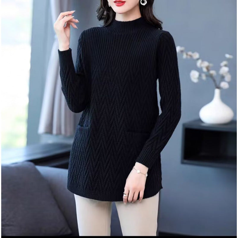 Gift Choice - Women's Mid-Length Half Turtleneck Sweater