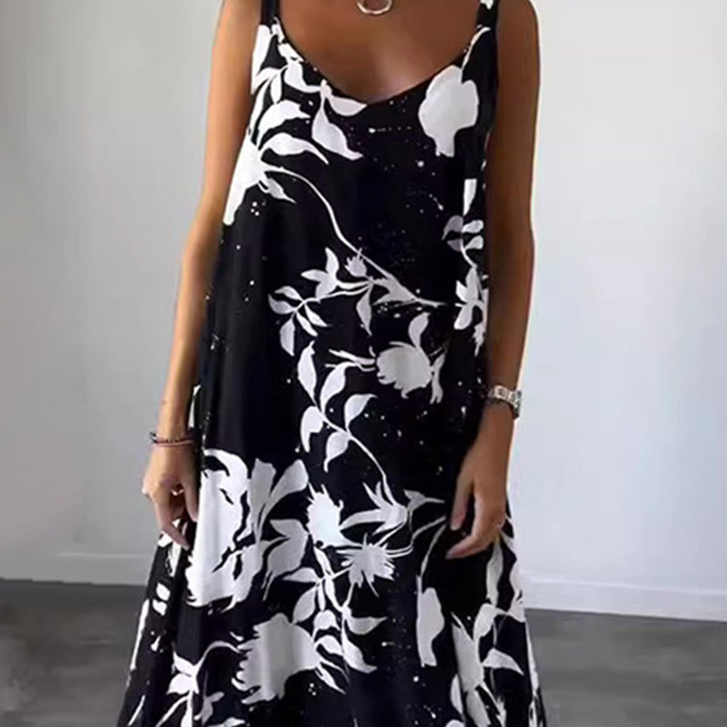 🔥HOT SALE 50% OFF🔥Women's Floral Spaghetti Strap Sleeveless Backless Flowing Dress