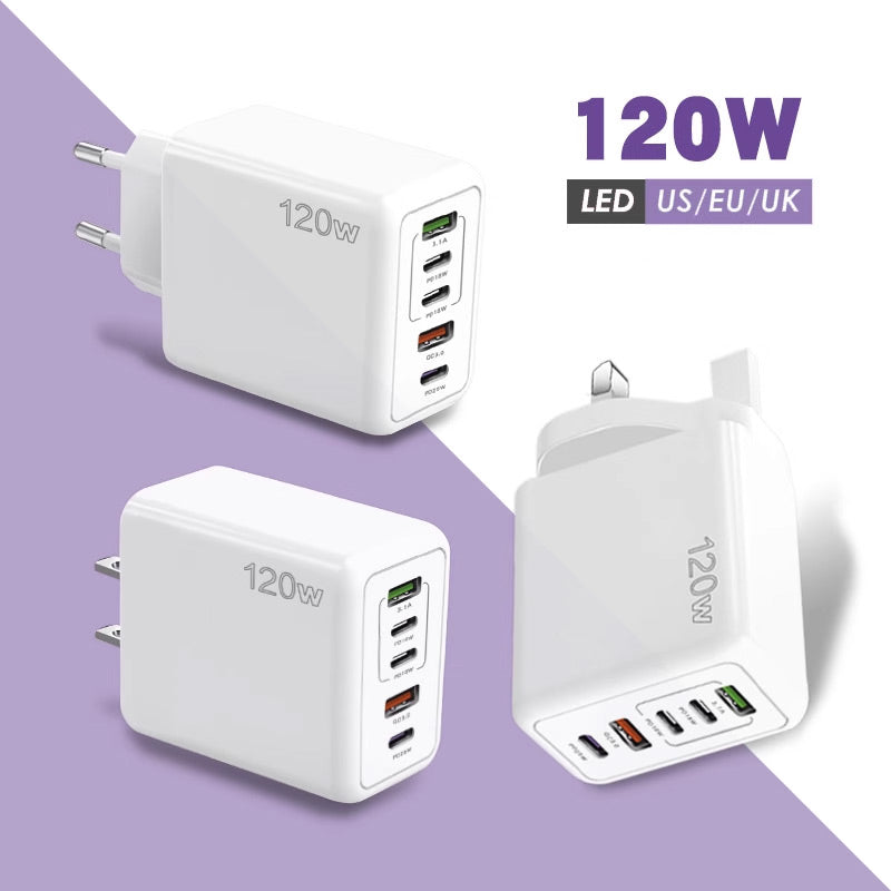 120W Fast Charger with 5 Ports⚡