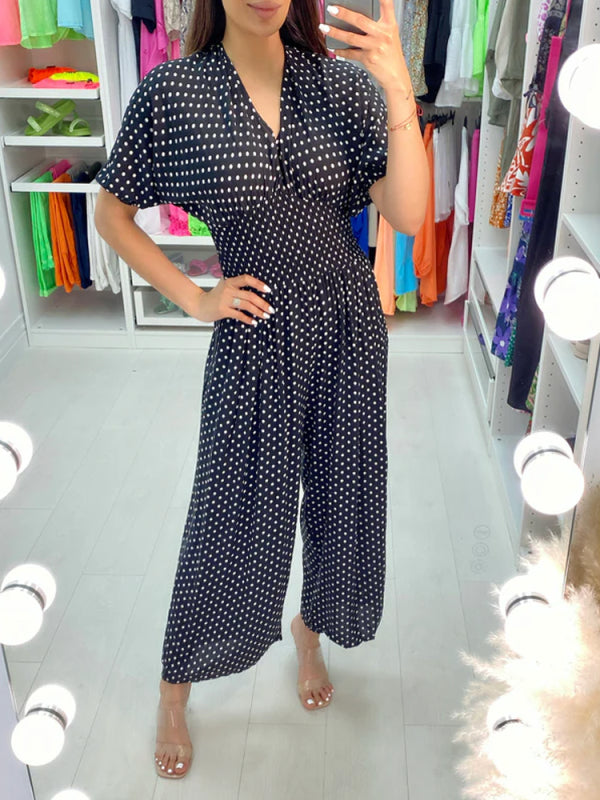 🔥HOT SALE 49% OFF💝Polka Dot Printed Elastic Waist Jumpsuit