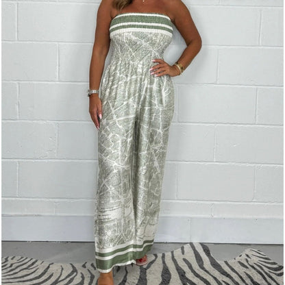 ❤️‍🔥Strapless Printed Pleated Jumpsuit