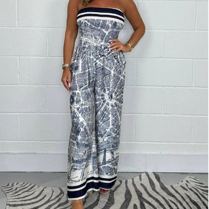 ❤️‍🔥Strapless Printed Pleated Jumpsuit