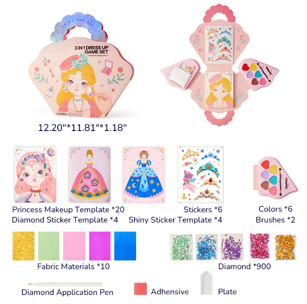 🔥Hot Sale 50% OFF💅Fantasy 3-in-1 Princess Dress Up & Make Up Game Set💝