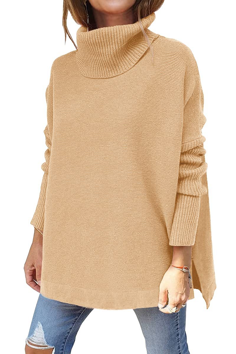 🔥Last Day Promotion 50% OFF🔥Women's Turtleneck Oversize Hem Knit Pullover Sweater