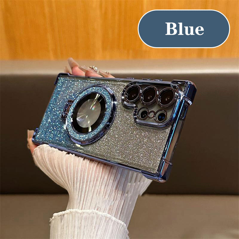 Glitter Lens Protective Magnetic Phone Case with Stand