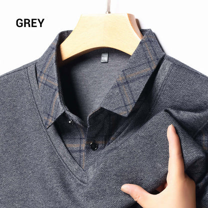 Men's Faux Two Piece Lapel Long-Sleeve Tops🔥