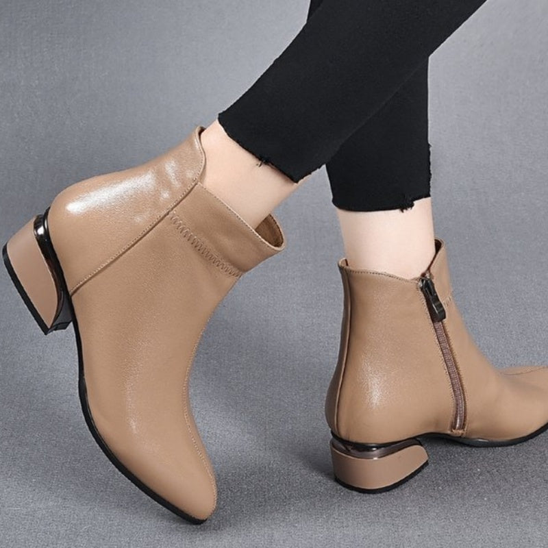 Women's Heeled PU Leather Western Ankle Boot