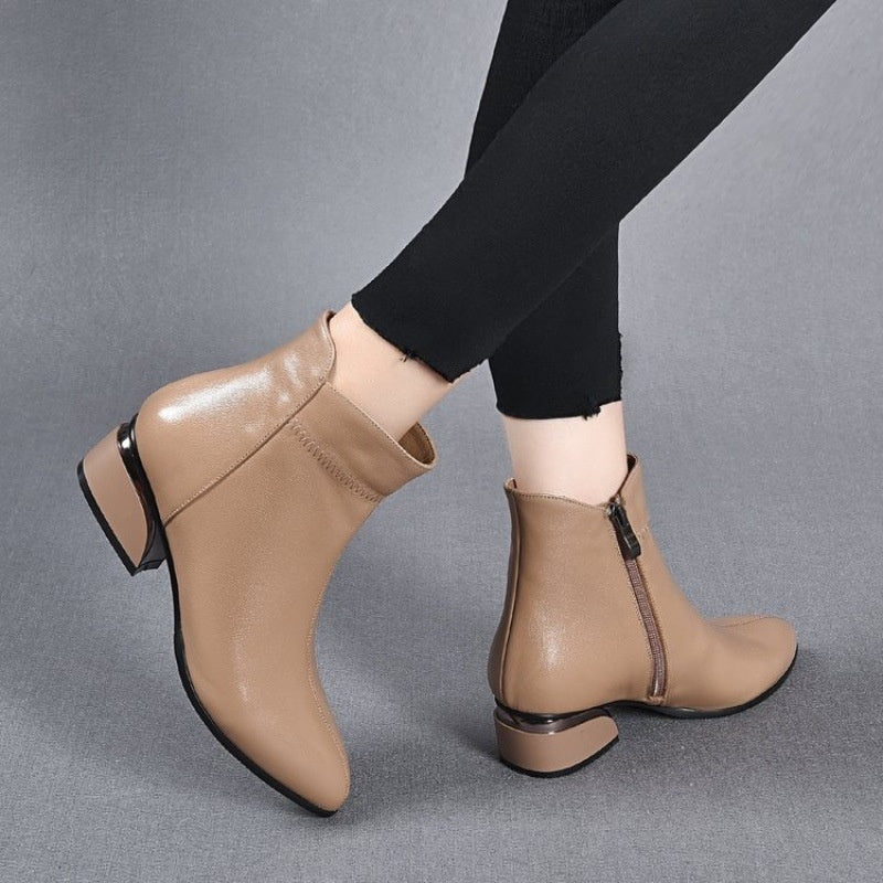 Women's Heeled PU Leather Western Ankle Boot