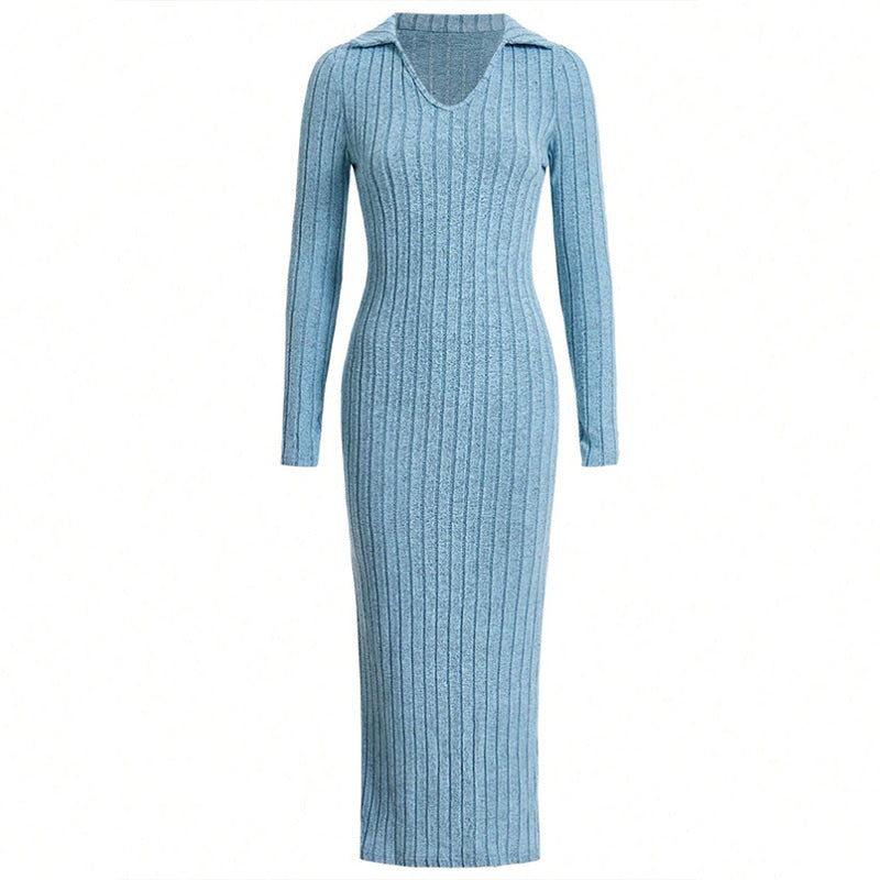 V Neck Bodycon Knit Dress