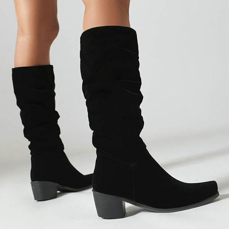 Fashionable Comfortable Knee-High Chunky Heel Boots