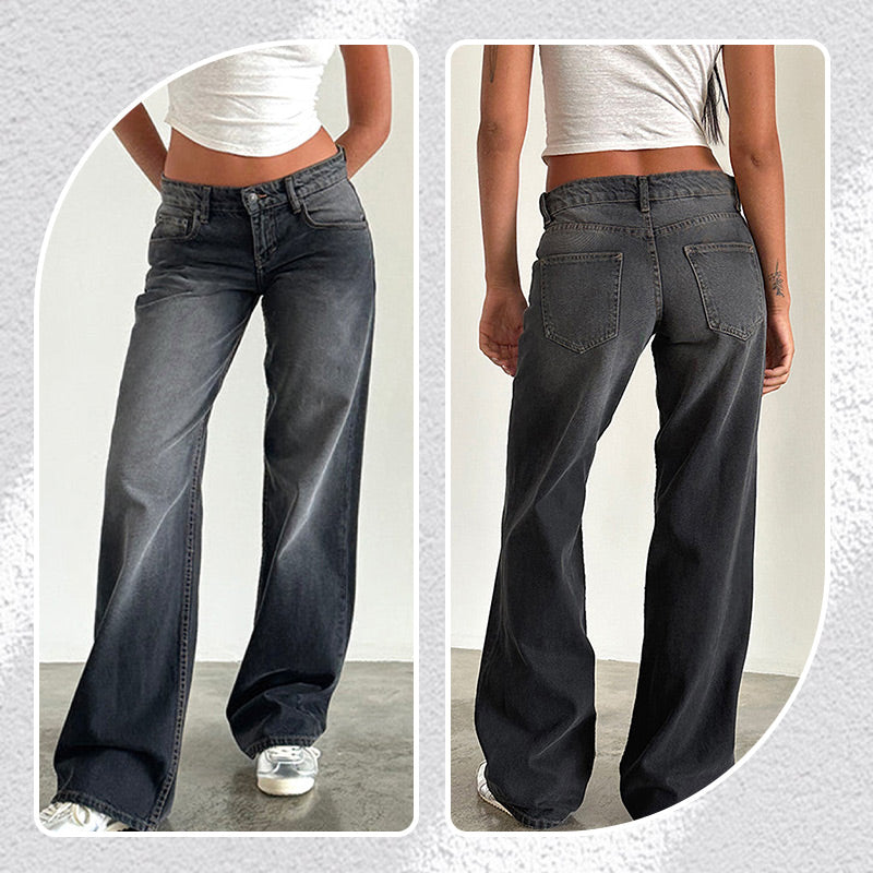 Women's Low-Rise Straight Leg Jeans with Pockets