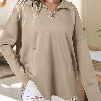 Women's Half Zip Long Sleeve Hooded Sweatshirt