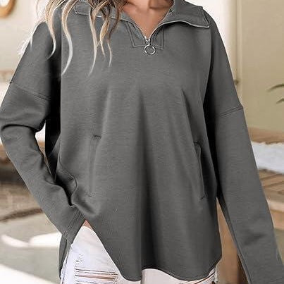 Women's Half Zip Long Sleeve Hooded Sweatshirt