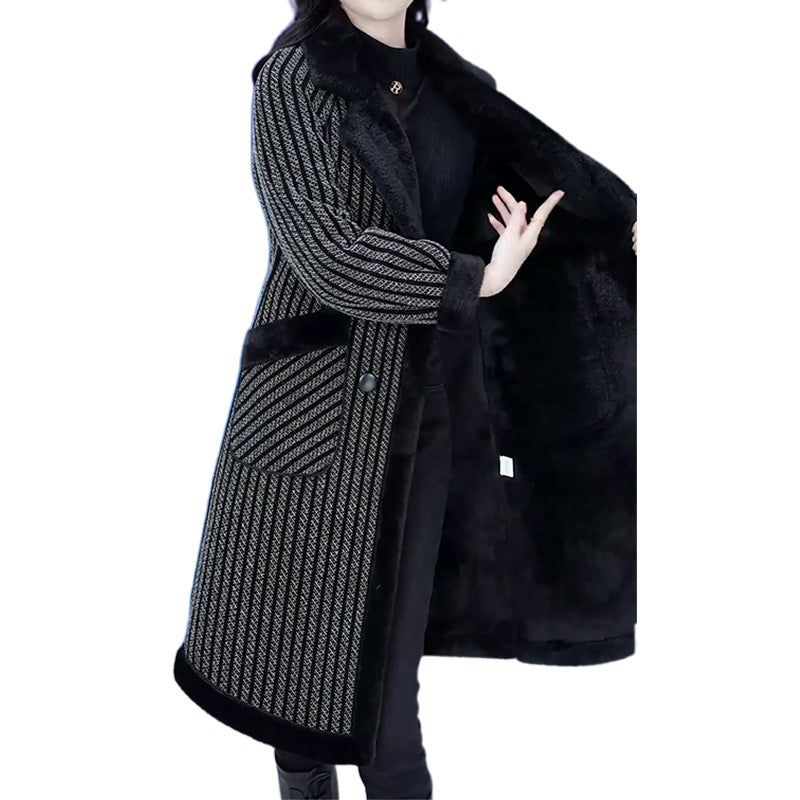 🔥NEW HOT SALE✨High Quality✨Women's Double Breasted Coat with Plush Lining