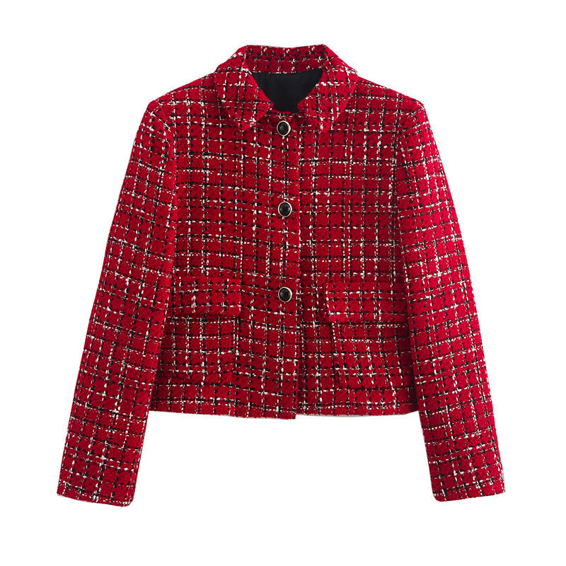 🎅Xmas Sales - 50% OFF🎄Warm Plaid Blazer and High-Waisted Skort 2 PCS Set