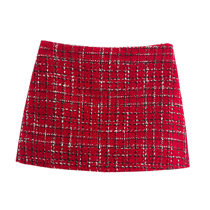 🎅Xmas Sales - 50% OFF🎄Warm Plaid Blazer and High-Waisted Skort 2 PCS Set