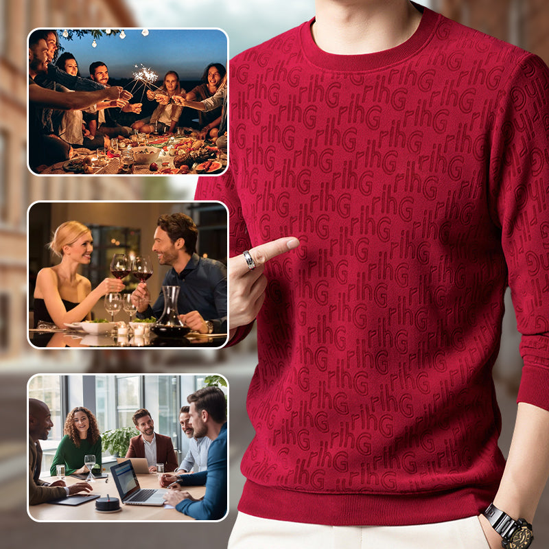 Men's Thickened Round Neck Fashion Jacquard Sweater