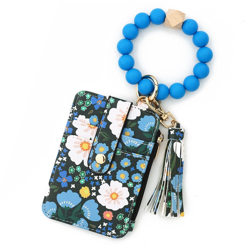 Women’s Boho Style Card Bag with Beaded Bracelet & Tassel Keychain