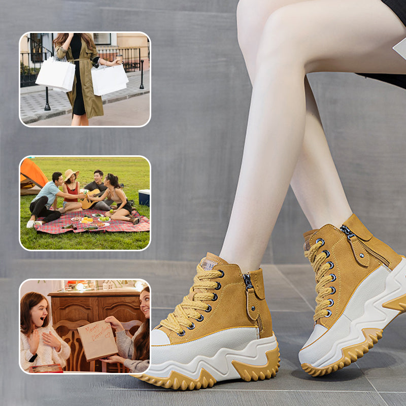 Women's Casual PU Leather Platform Shoes