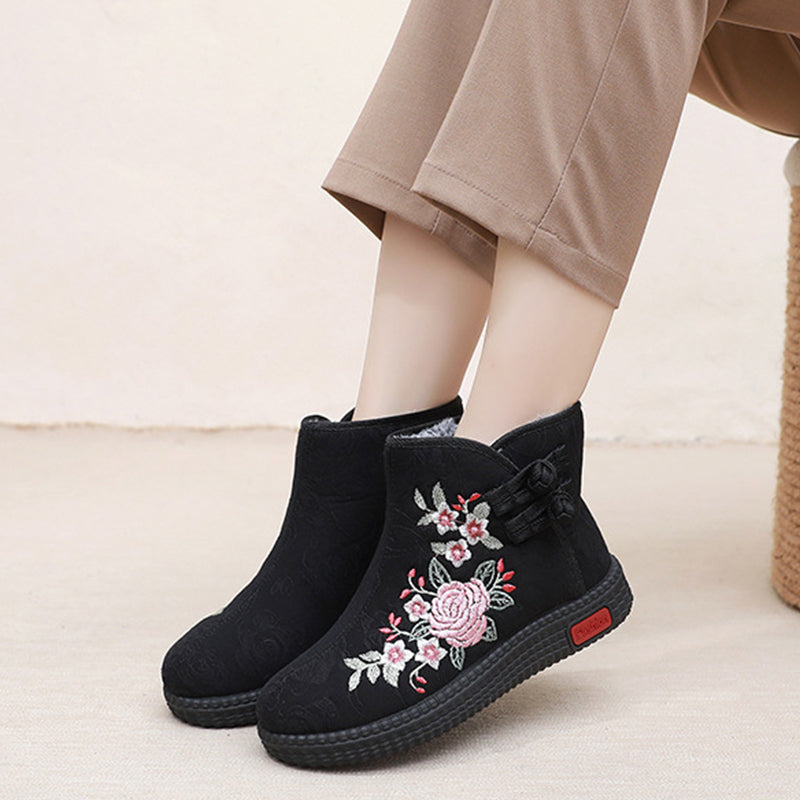 Women's Padded Warm Embroidered Snow Boots