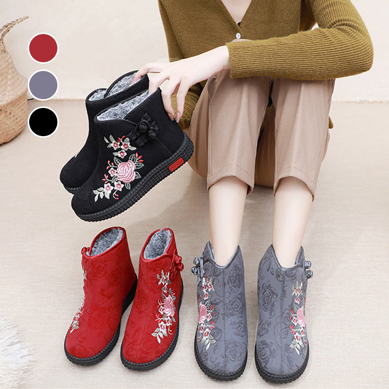 Women's Padded Warm Embroidered Snow Boots