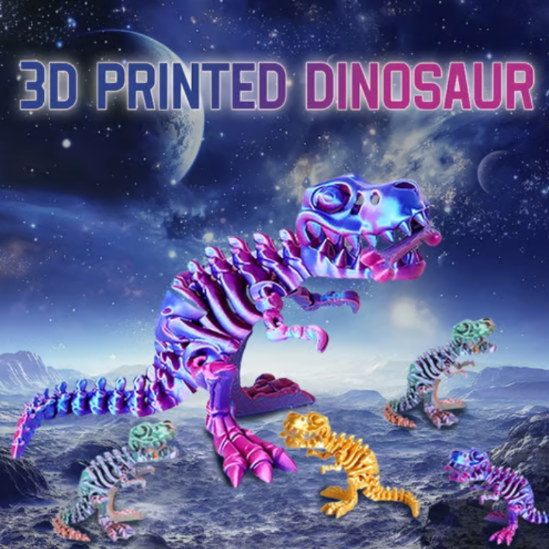 Colorful 3D Printed Dinosaur Toy