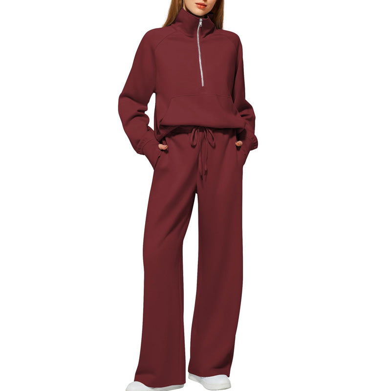 ✨Special Sale 50%OFF🔥 Women’s High-Neck Zip-Up Pullover and Wide-Leg Pants Set